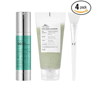 VT COSMETICS Bundle PDRN Reedle Shot 100 y limpiador de máscara CICA con cepillo, suero de microneedling PDRN, Exosome PDRN, Centella Asiatica 2 en 1 máscara para espuma facial lavado, exfoliante