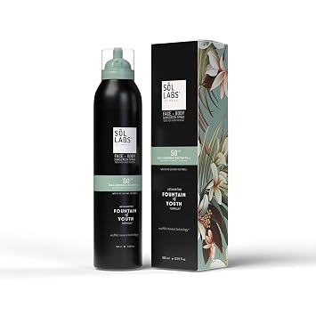 SOL LABS Spray de protección solar mineral SPF 50 – Niebla ligera y transparente, cero blanco fundido – Seguro para arrecifes, resistente al agua 80 minutos – Protección facial y corporal sin aerosol – Formulación coreana – 6 onzas