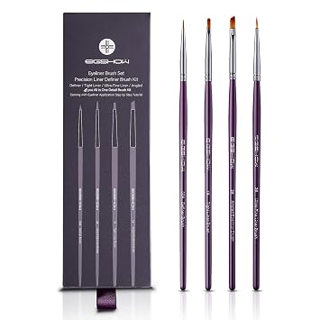 EIGSHOW Juego de pinceles delineadores de ojos, pincel delineador de ojos de gel ultra fino para delineador de ojos de precisión, relleno de cejas, pintura facial, 4 piezas