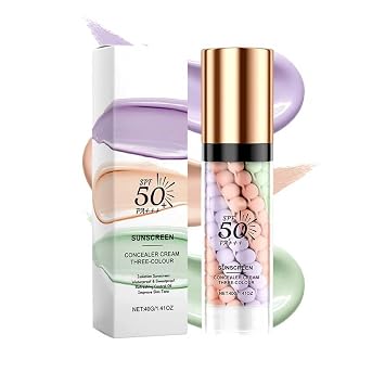 Imprimación 3 en 1 para la cara antes del maquillaje, crema aislante de protección solar teñida para la cara SPF 50, corrector de color en un solo paso, imprimación facial hidratante con control de