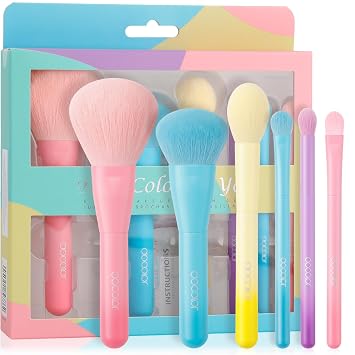 docolor - Juego de 6 brochas de maquillaje para cara completa y aplicación de maquillaje de ojos