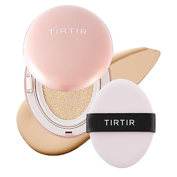 TIRTIR Mask Fit All Cover Pink Cushion Foundation | Alta cobertura, acabado mate aterciopelado, ligero, impecable, corrige el enrojecimiento, cojín coreano (#17W French Vanilla, tamaño completo, 0.63