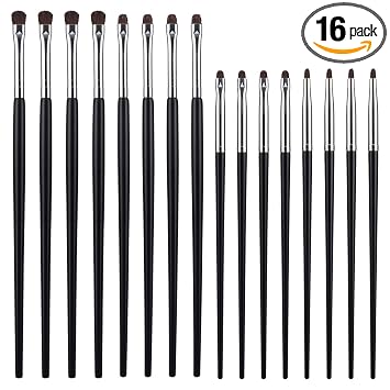 Juego de 16 brochas de maquillaje de ojos, mini pincel para delineador de ojos, pinceles para delineador de ojos, pinceles para delineador de ojos para polvo, gel, crema, corrector líquido, pincel