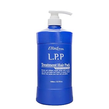 K-Beauty Ellad LPP Tratamiento de reparación del cabello 33.8 onzas – Fórmula profesional coreana con queratina hidrolizada, colágeno, aceite de argán y semilla de uva – Humedad profunda y brillo para cabello dañado, seco y teñido