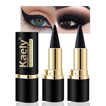Kaely 2 lápices delineadores de ojos de gel, color negro natural, lápices delineadores de ojos líquidos para mujeres mayores, impermeables, paleta de sombra de ojos ahumados, kit de maquillaje gótico de Halloween, delineador de ojos contra el agua