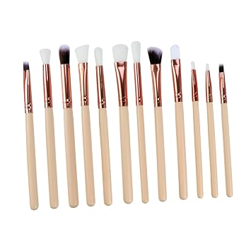 Juego de 12 brochas de maquillaje de ojos, juego de brochas de maquillaje para mujeres, para uso diario y profesional