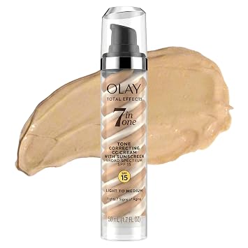 Olay Total Effects - Hidratante facial corrector de tono con protector solar SPF 15, ligero a medio, 1.7 onzas