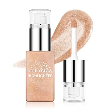 Maquillaje iluminador facial con iluminador líquido, acabado brillante y