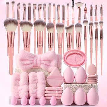 54pcs Combination Set of Makeup Brushes and Makeup Sponges for Liquid, Cream, and Powder - Buffing, Blending, and Face Brush