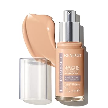 Revlon Illuminance - Base líquida para el cuidado de la piel, ácido hialurónico, fórmula hidratante y nutritiva con cobertura media, 213 Light Natural, 1 onza líquida