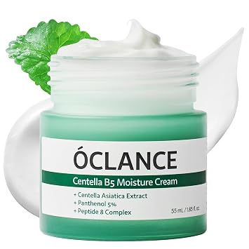 Centella B5 Crema calmante de barrera, hidratante facial ligera y no grasa para pieles sensibles con pantenol, centella y complejo de 8 péptidos, cuidado de la piel coreano sin fragancia, 1.85