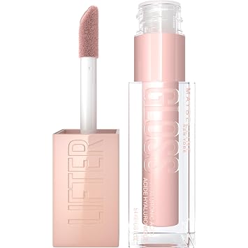 Maybelline Lifter Gloss, brillo labial hidratante con ácido hialurónico, Ice, rosa neutro, 0.18 onzas