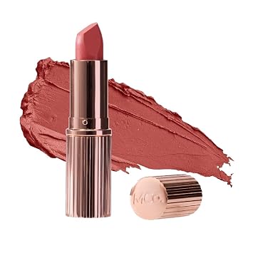 MCoBeauty - Lápiz labial mate de lujo en crema - Lápiz labial mate suave y duradero con punta cuadrada - Rosa Saturno, tono coral de melocotón - 3.5g - Maquillaje de labios