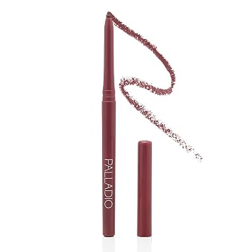 Palladio, Delineador de labios impermeable retráctil de alta pigmentación y color cremoso, fórmula antimanchas de larga duración para todo el día, no requiere sacapuntas, color ciruela