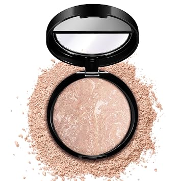 Polvo Prensado Luminoso Horneado–Base con Infusión de Brillo, Iluminador y Polvo Fijador en Uno–Corrector de Color, Control de Grasa, Cobertura de Larga Duración para Todos los Tonos de Piel 03