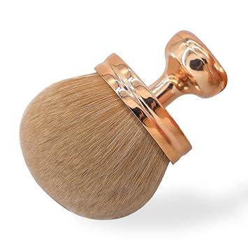 Brocha de maquillaje corporal extra grande para autobronceador, aplicador de espalda autobronceadora, cepillo Kabuki de cabeza ancha de 2.913 in para aplicar autobronceador, cepillo de maquillaje ovalado para piernas y cara con bolsa de cordón