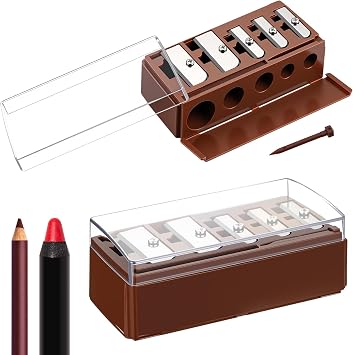Honoson Sacapuntas de ojos de 5 agujeros con tapa para maquillaje, 2