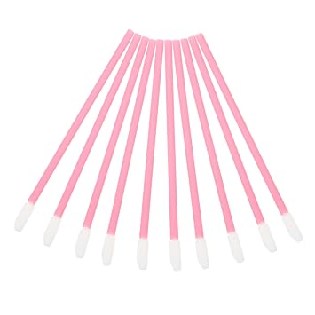 VALICLUD 100 aplicadores de labios rosados, cepillos de brillo de labios y lápiz labial, cerdas suaves para una aplicación de maquillaje precisa, varitas cosméticas portátiles para viajes