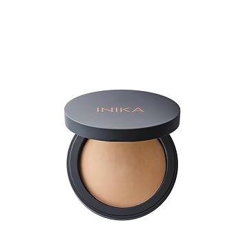 INIKA Base mineral orgánica horneada en polvo compacto, ligera, transpirable, base natural con escualano hidratante y extracto de corteza de magnolia, maquillaje natural y vegano, nutritivo, 0.28 onzas