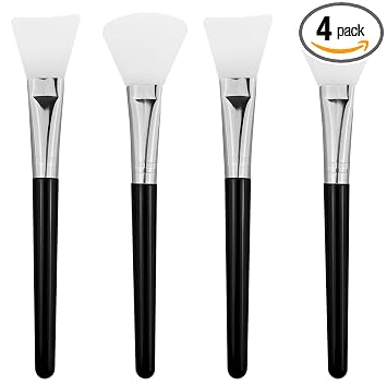 Juego de aplicadores de brochas de silicona para mascarilla facial, color negro, 4 piezas con 2 estilos para barro facial, máscara de arcilla, bricolaje, máscara de modelado, loción corporal y crema