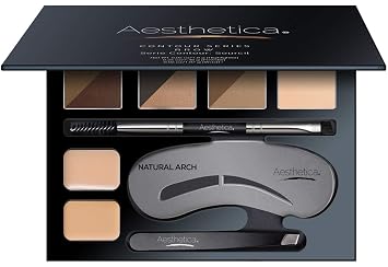 Aesthetica Kit de contorno de cejas de 16 piezas para maquillaje