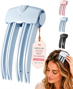 Wireless Heated Root Volumizer Hair Clip for Fine & Thick Hair (Blue-d)