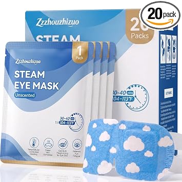 Paquete de 20 mascarillas de vapor para ojos, máscara térmica para ojos