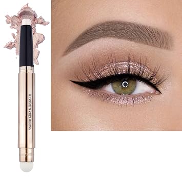 Barra de sombra de ojos con primer de purpurina, paleta metálica mate, sombra de ojos en lápiz de crema brillante, suave, de larga duración, resistente al agua, iluminador, maquillaje