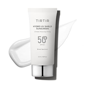 TIRTIR Hydro UV Shield Protector solar | SPF 50+ amplio espectro UVA UVB coreano sin blanco fundido protección solar facial, 1.69 onzas líquidas