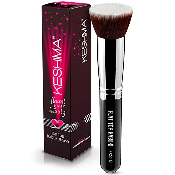 Cepillo para base plano Kabuki por Keshima cepillo para maquillaje de alta calidad para líquido, crema o polvo pulidor, difuminador y cepillo para rostro