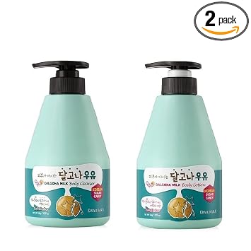 Kwailnara WELCOS Dalgona Milk Set de Loción Corporal y Gel de Baño – Set Energizante e Hidratante de Cuidado de la Piel Coreano con Extracto de Dalgona, 560g / 19.75oz Cada Uno
