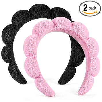 Ztomine Diademas de spa para lavar la cara o el rostro, juego de 2 diademas para el cuidado de la piel, diadema de tela de rizo, paquete combinado de lavado de maquillaje, máscara, tratamiento de la