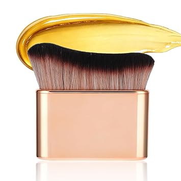 Brocha profesional para base Kabuki, aplicación sin rayas, oro rosa