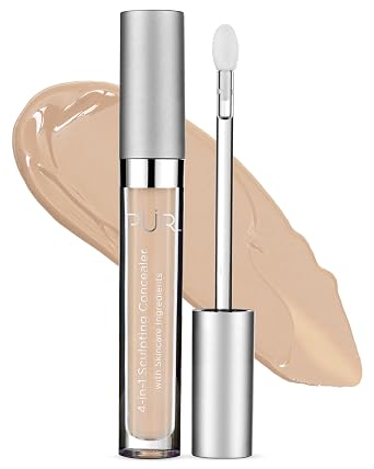 PÜR MINERALS 4-in-1 Sculpting Concealer for Women - Conceals, Brightens, Plumps & Corrects - Hydrating & Moisturizing Makeup Concealer with Medium to Full Coverage for Dark Circles