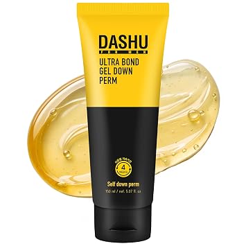 DASHU Down Perm Cream for Men 3.5oz - Kit coreano para alisar el cabello permanente, gel Ultra Bond, ayuda a domar el cabello encrespado, solución permanente premium, permanente de 10 minutos, fijación duradera