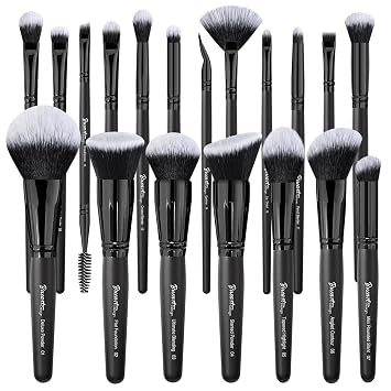 Bueart Design Juego de 19 Piezas de Brochas de Maquillaje ULTRA SUAVES de CABELLO DENSO con Etiqueta Negra Contiene Polvo Grande Base Plana Definitiva Mezcla Juego de Brochas de Maquillaje Rubor