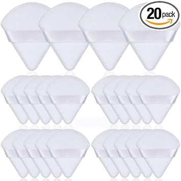 Thrilez 20 piezas Borla de Polvo Triangular, Borlas de Polvo Suelto Borlas de Maquillaje para Polvo Facial, Borla de Polvo Fijador para Maquillaje, Almohadillas Faciales para Polvo Compacto, Aplicador