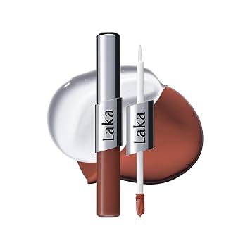 Laka Perfect Twin Lip - Lápiz labial líquido mate de doble punta y brillo transparente, color de larga duración de 12 horas, a prueba de transferencia, altamente pigmentado, ligero, no pegajoso