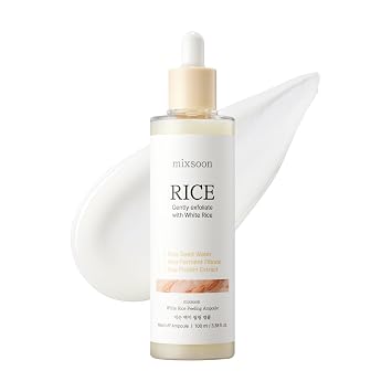 mixsoon Ampolla peladora de arroz blanco, exfoliante de arroz blanco, suero exfoliante suave para piel suave y radiante, removedor de células muertas de la piel 3.4 fl oz / 3.38 onzas líquidas