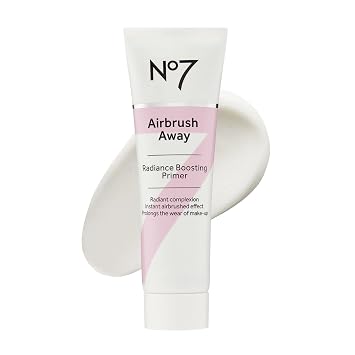 No7 Airbrush Away Radiance Boosting Foundation Primer - Prebase Iluminadora para una Aplicación de Maquillaje Sin Soluciones - Deja la Piel Luminosa, Suave y Radiante - Extiende el Uso del Maquillaje