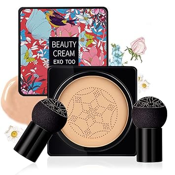 Mushroom Head Air Cushion CC Cream Foundation, crema BB hidratante, corrector mate de larga duración con esponjas de cabeza de hongos