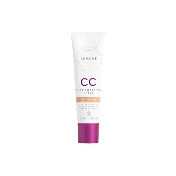 Lumene Color Correcting CC Cream – Base ligera – Cobertura media – Maquillaje facial reductor de enrojecimiento para una tez radiante – Fórmula vegana + adecuada para todo tipo de piel – Medio (1 fl
