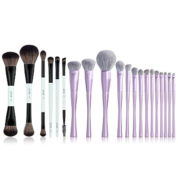 Jessup Juego de brochas de maquillaje 6pcs doble cara T501 incluido con pinceles de maquillaje profesional T512