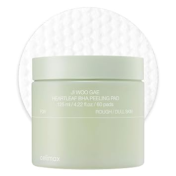 celimax Ji.Woo.Gae Heartleaf BHA Almohadilla Exfoliante | Cuidado de Poros, Almohadillas de Tóner Exfoliantes de Doble Cara, Exfoliantes Faciales, Hidratante, Árbol de Té, Para Piel Propensa al Acné y