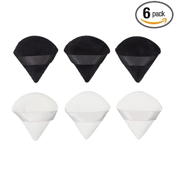 Glamlily Triangle Makeup Velour Puffs - Esponja triangular para contorno y base de polvo - Esponjas para base de polvo y rubor - Juego de aplicadores de maquillaje reutilizables fáciles de limpiar