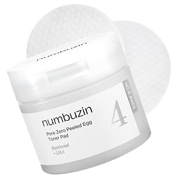 numbuzin Almohadillas de tóner No.4 | Almohadilla de tóner de huevo pelado Pore Zero | Exfoliante suave, PHA, LHA, preparación de la piel de maquillaje, pantenol | Cuidado de la piel coreano para la