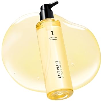 numbuzin No.1 Easy Peasy - Aceite de limpieza, desmaquillante ligero y limpiador facial, maquillaje impermeable y cuidado de puntos negros, aceite de semillas de maíz y macadamia, sin fragancia, 6.76