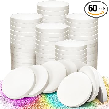 60 esponjas de maquillaje redondas blancas, esponja cosmética, almohadilla redonda de espuma para ojos, polvo facial, base de maquillaje de belleza, mezcladora de polvo para mujeres, mujeres, todo tipo de piel, doble uso húmedo y seco