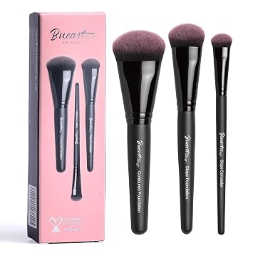 Bueart Design 3 brochas de maquillaje con base de cara, cabello suave y