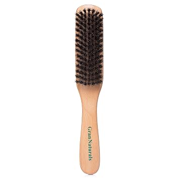 GranNaturals Cepillo de Cerdas de Jabalí para Cabello Peinado hacia Atrás - Cepillo Alisador Suave/Medio para Peinar, Pulir y Acostar el Cabello Plano para Crear un Peinado Elegante Sin Frizz para
